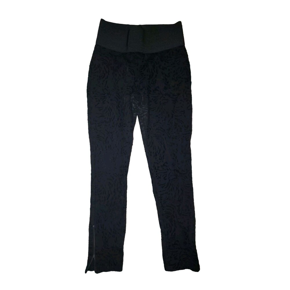 Zara Basic Womens High Waist Black Leophard Print Pants Size L